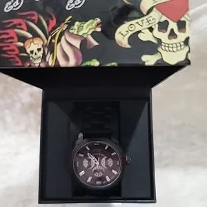 Ed Hardy | Accessories | Ed Hardy Mens Black Dial Watch Black Steel ...